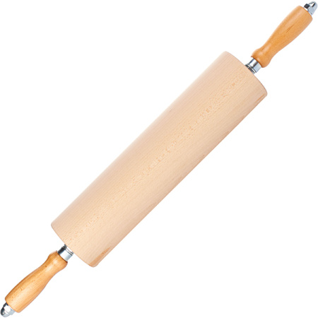 Фото Скалка с ручками; бук,сталь нерж.; D=8,L=35см; св. дерево Скалка с ручками; бук,сталь нерж.; D=8,L=35см; св. дерево