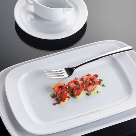 Тарелка прямоугольная «Прага»; фарфор; H=3,L=22,B=12.5см; белый