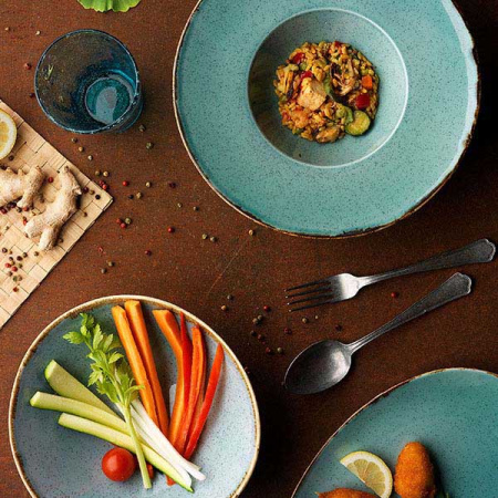 Блюдо овальное «Тренд сплит»; фарфор; L=35,B=24.5см; зелен.