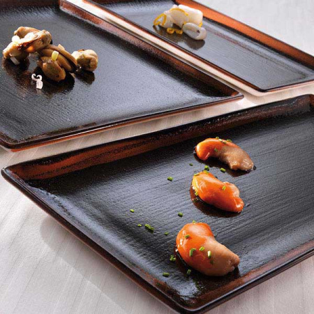 Блюдо прямоугольное «Кото»; фарфор; L=33,B=19см; черный,коричнев.