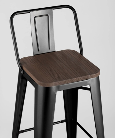 Стул барный TOLIX WOOD со спинкой черный глянцевый