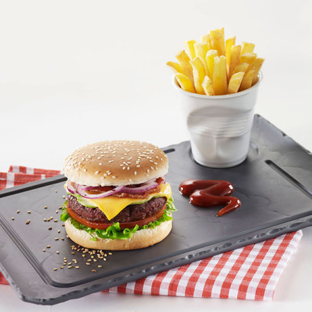 Блюдо для гамбургера «Базальт»; фарфор; D=6.8,L=33,B=20см; черный,матовый