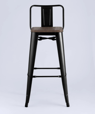 Стул барный TOLIX WOOD со спинкой черный глянцевый
