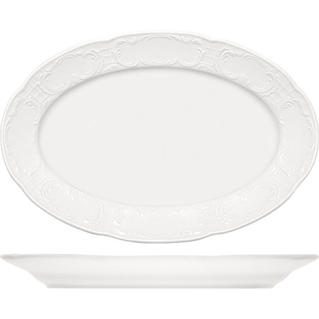 Блюдо овал. «Моцарт»; фарфор; L=28.5,B=19.5см; белый