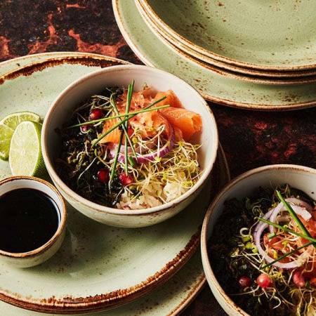 Тарелка мелкая «Крафт»; фарфор; D=25,H=2см; зелен.