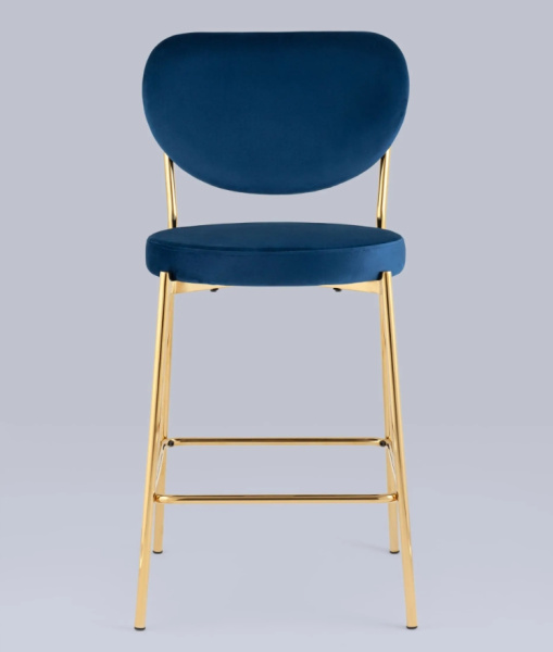 Стул полубарный Барбара велюр королевский синий, золотые ножки