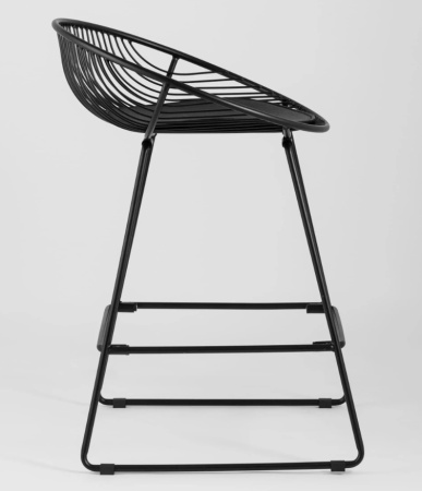 Стул полубарный UFO черный с черной подушкой