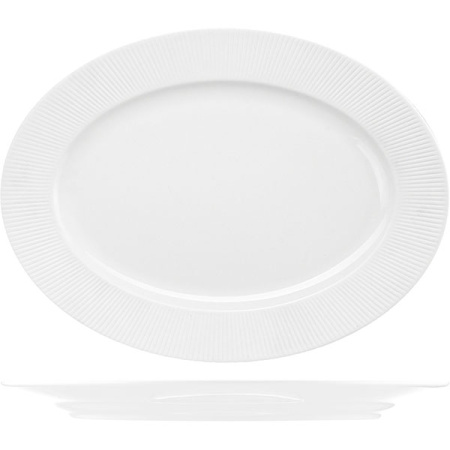 Блюдо овальное «Жансан»; фарфор; H=1.8,L=29,B=22см; белый