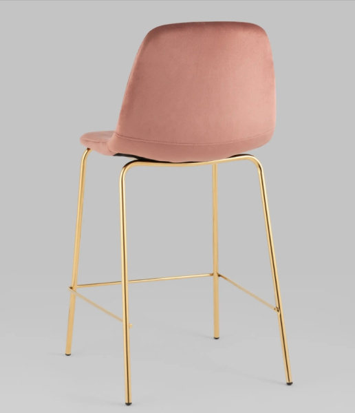 Стул полубарный Валенсия SN велюр розовый золотые ножки