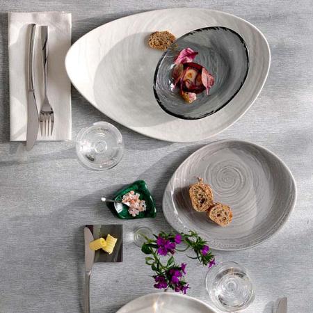 Блюдо «Скейп»; фарфор; H=4.5,L=37.5,B=25см; белый