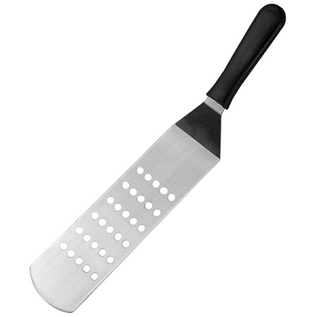 Лопатка изогнут. перфор. «Проотель»; сталь нерж.,пластик; L=42.5/25,B=7.5см; металлич.,черный