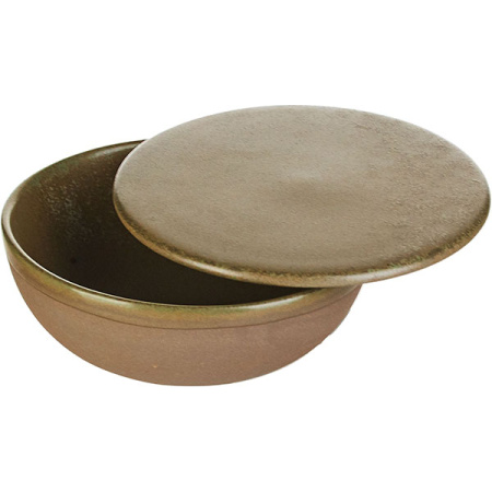 Салатник с крышкой «Серфис»; керамика; D=13,H=5см; зелен.