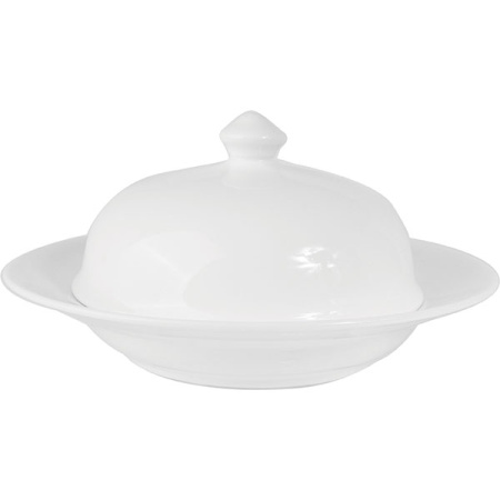 Баранчик с блюдом «Кунстверк»; фарфор; 250мл; D=22,H=8.5см; белый