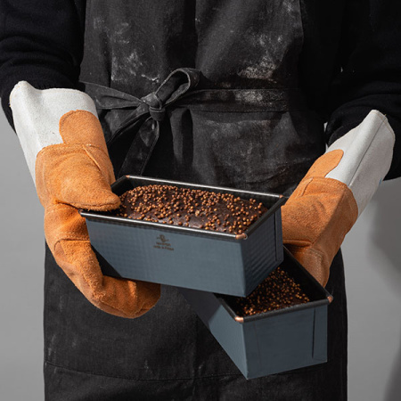 Рукавицы для кондитера,укороченные (пара); кожа; L=27.5,B=14.5см; серый,оранжев.