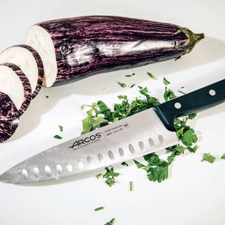 Нож поварской «Универсал»; сталь нерж.,полиоксиметилен; L=32/20,B=4.8см; черный,металлич.