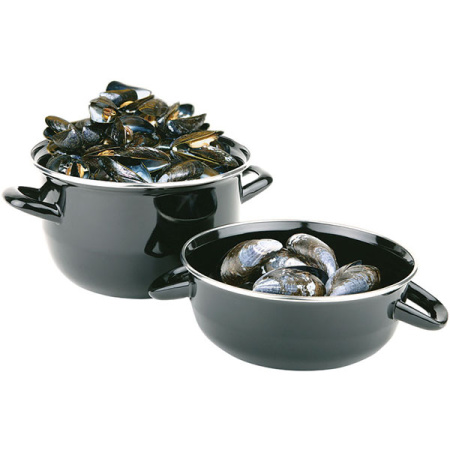 Набор кастрюль для мидий [2шт]; сталь; 0.8л; D=12.5,H=13.5,L=17см; черный
