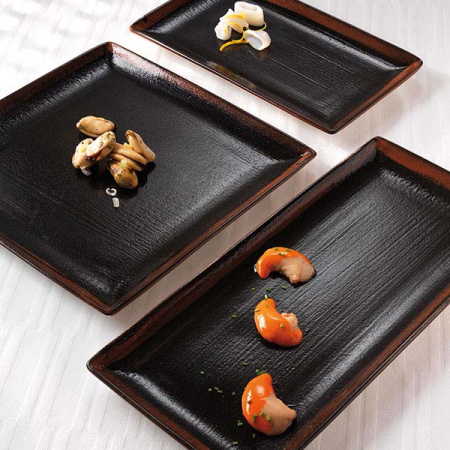 Блюдо прямоугольное «Кото»; фарфор; L=27,B=16.5см; черный,коричнев.