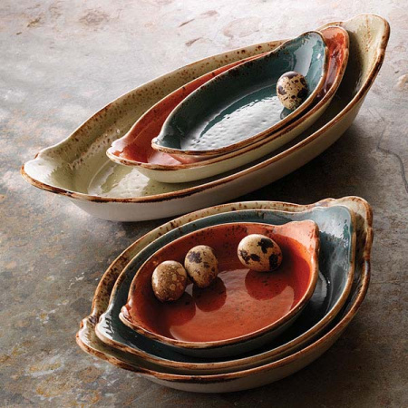 Блюдо для запек. «Крафт»; фарфор; D=18.5,H=4.5см; синий