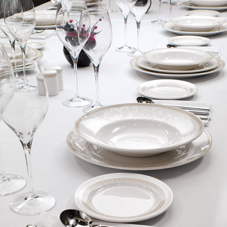 Тарелка мелкая «Антуанетт»; фарфор; D=22.5,H=2.5см; белый,олив.