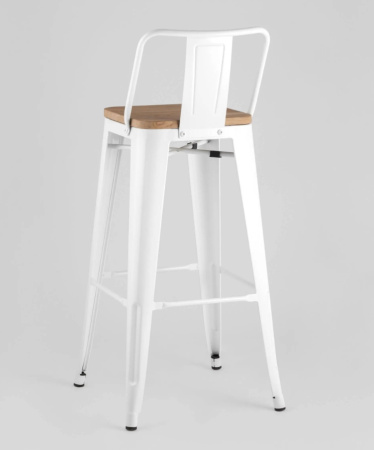 Стул барный TOLIX WOOD со спинкой белый глянцевый