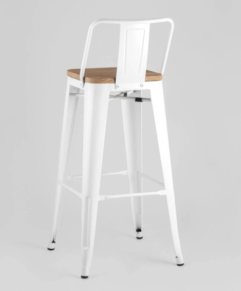 Стул барный TOLIX WOOD со спинкой белый глянцевый