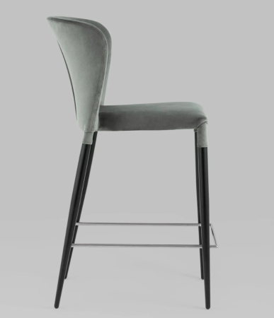 Стул полубарный Лори велюр серый