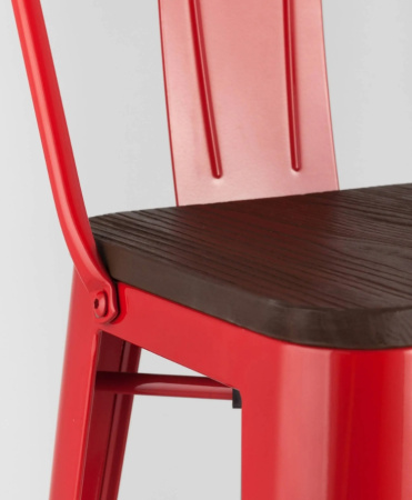 Стул барный TOLIX WOOD со спинкой красный глянцевый