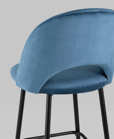 Стул барный Меган велюр пыльно-синий