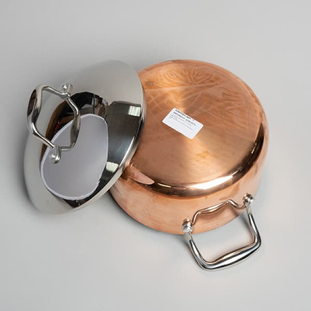 Кастрюля с крышкой 3-х слойная медь; сталь нерж.,алюмин.; 6л; D=24,H=13.5см