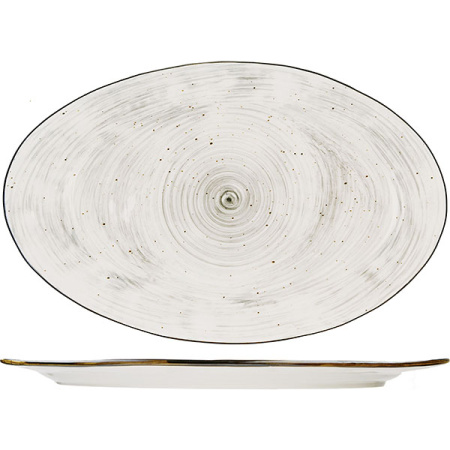 Блюдо овал. «Пастораль»; фарфор; H=2.5,L=40.5,B=25.5см; серый