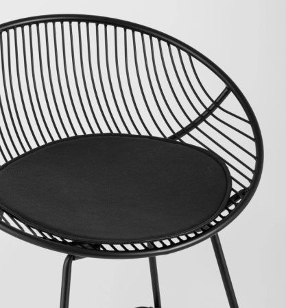 Стул полубарный UFO черный с черной подушкой