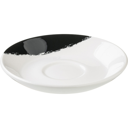 Блюдце «Джапоника»; фарфор; D=14.8,H=2см; белый,черный