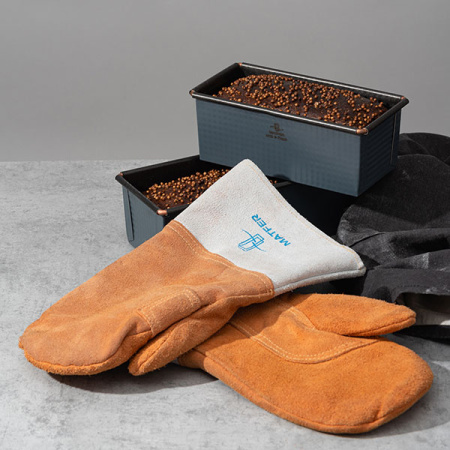 Рукавицы для кондитера,укороченные (пара); кожа; L=27.5,B=14.5см; серый,оранжев.