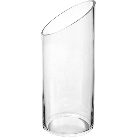Ваза для цветов косой срез «Цилиндр»; стекло; D=12,H=30см; прозр.