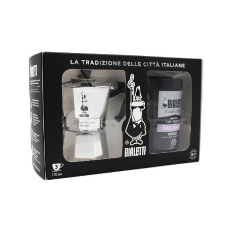 Набор Bialetti Moka Express 3 порции и кофе молотый Milano 250г