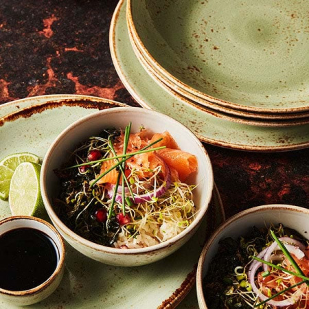 Салатник «Крафт»; фарфор; 457мл; D=12.7,H=7см; зелен.