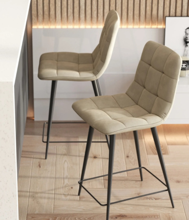 Стул полубарный Джанго велюр бежевый высота сиденья 60 см