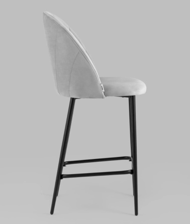 Стул полубарный Логан велюр светло-серый