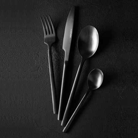 Вилка десертная «Саппоро бэйсик»; сталь нерж.; L=180/50,B=20мм; черный,матовый