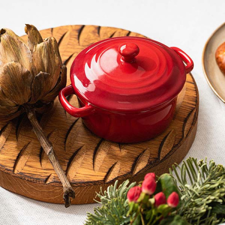 Горшок для запекания «Форно»; керамика; 200мл; D=10,H=9см; красный