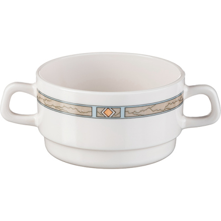 Бульонная чашка «Каррарэ»; стекло; 320мл; D=10,H=5.5,L=15см; бежев.,песочн.