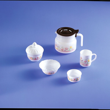 Салатник с цветн.декором; стекло; 270мл; D=12см; белый,разноцветн.