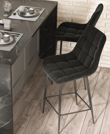 Стул полубарный Флекс велюр черный