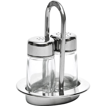 Набор для специй 2 предм.; стекло,сталь нерж.; D=95,H=120,L=95,B=95мм; прозр.,металлич.