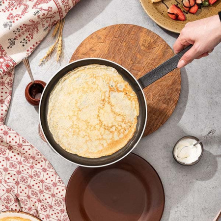 Сковорода для блинов «Клас Шеф»; алюмин.,тефлон; D=24,H=2,L=45см; синий,черный