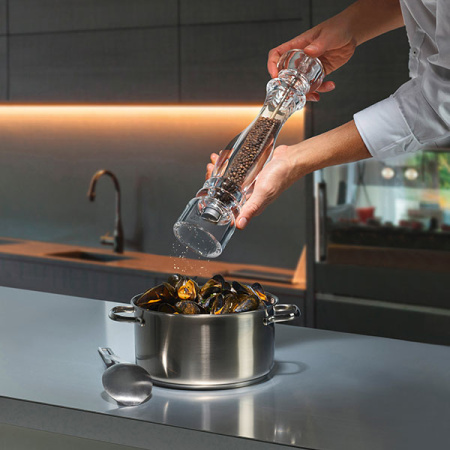 Мельница для перца метал.мех.; акрил; D=6.5,H=30см; прозр.,металлич.