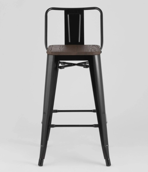 Стул полубарный TOLIX WOOD со спинкой черный глянцевый