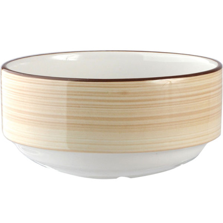 Бульон.чашка б/ручек «Чино»; фарфор; 285мл; D=11,H=6см; белый,бежев.