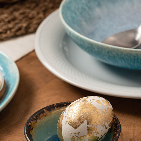 Салатник «Нептун»; фарфор; D=20см; бирюз.,белый