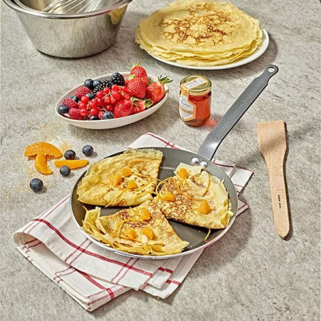 Сковорода для блинов; алюмин.,тефлон; D=22,H=2.5,L=42см; черный,серебрян.